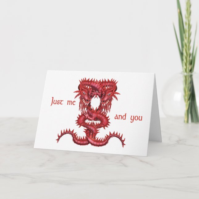 Red dragons entwined - just me and you holiday card (Front)