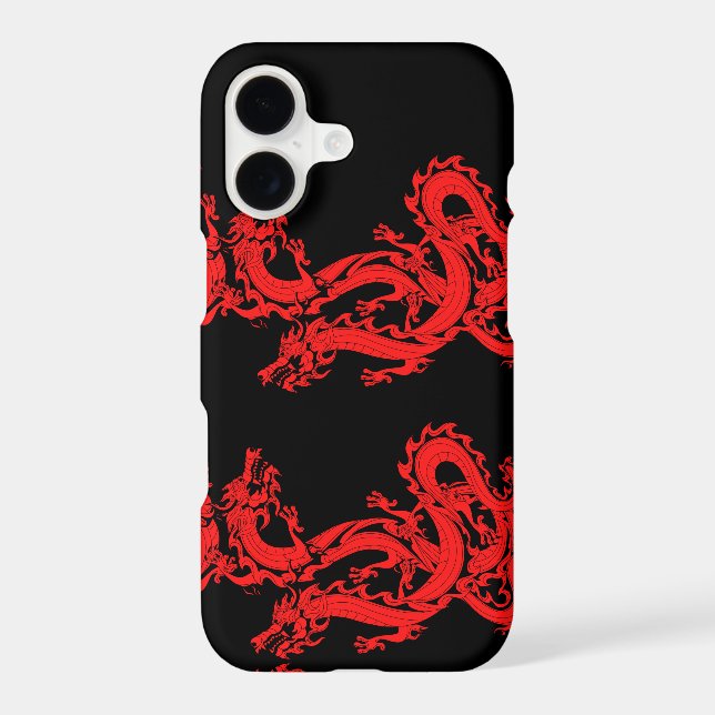 Red Dragons Mystical Creatures Pattern Black (Back)