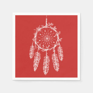 Red Dream Catcher Native American Wedding Party Napkin