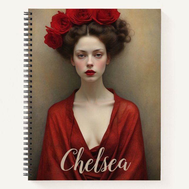 Red Dress and Flower Crown Notebook (Front)