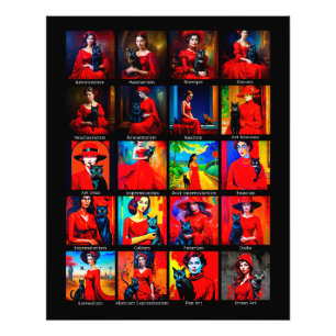 Red Dress Black Cat Art Movements Photo Print