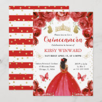 Red Dress Dark Skin Princess Quinceanera