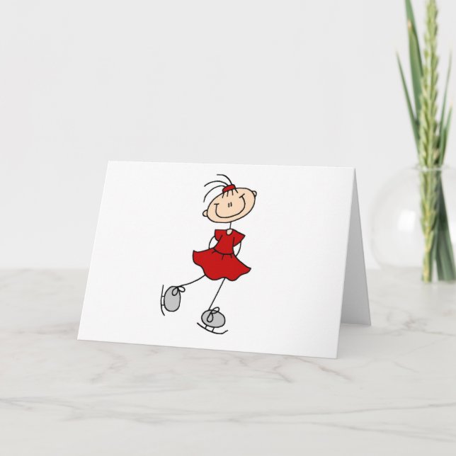 Red Dress Figure Skater Tshirts and Gifts Card (Front)