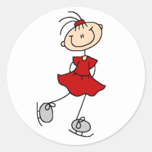 Red Dress Figure Skater Tshirts and Gifts Classic Round Sticker