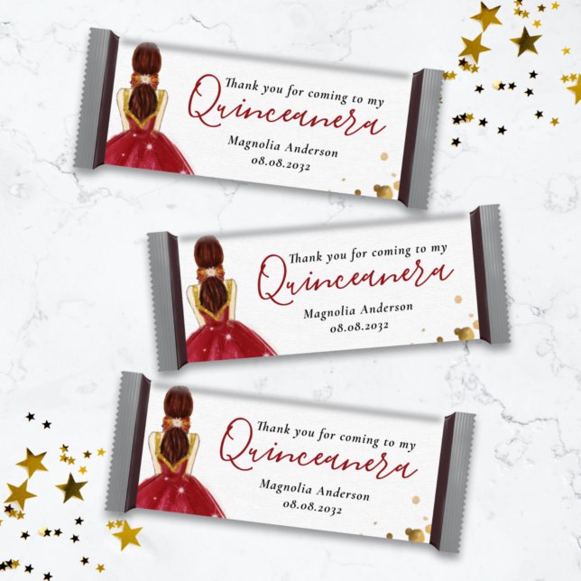 Red Dress Quinceanera Favour Candy Bar Wrapper (Creator Uploaded)