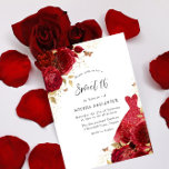 Red Dress & Roses Gold Glitter sweet 16 Invitation<br><div class="desc">Red Dress & Roses Gold Glitter sweet 16 Invitation

More elegant floral designs in our store!

See matching collection in our store</div>