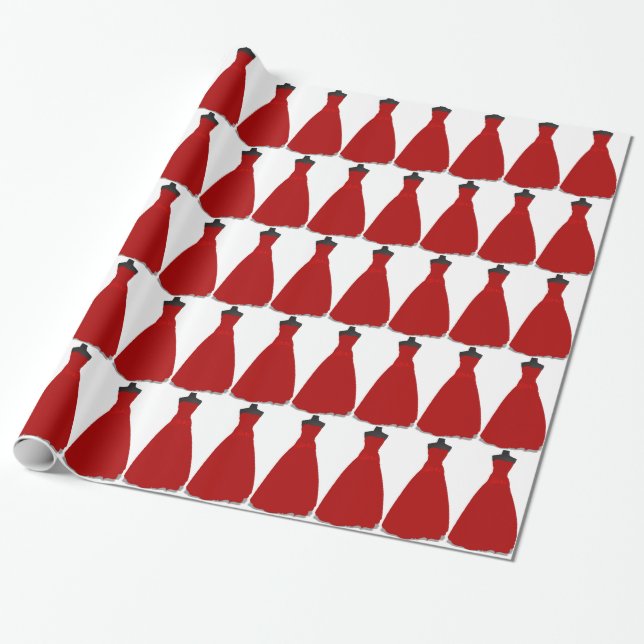Red Dress Theme Wrapping Paper (Unrolled)