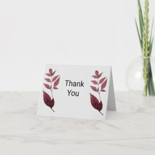 Red Dried Fall Leaves Thank You Card