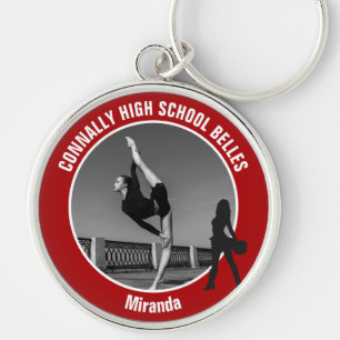Red Drill Team Photo High School Dancer Key Ring