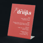 Red Drink Menu Wedding Bar Pedestal Sign<br><div class="desc">The ultimate addition to your wedding bar decor. Perfect for any wedding bar, this sign is ideal for sparking creative wedding bar ideas. Whether you're planning a kitsch wedding, groovy wedding, or funky wedding, this sign enhances your retro wedding, retro Vegas wedding, or disco wedding. With its red and pink...</div>