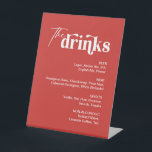 Red Drink Menu Wedding Bar Pedestal Sign<br><div class="desc">The ultimate addition to your wedding bar decor. Perfect for any wedding bar, this sign is ideal for sparking creative wedding bar ideas. Whether you're planning a kitsch wedding, groovy wedding, or funky wedding, this sign enhances your retro wedding, retro Vegas wedding, or disco wedding. With its red and pink...</div>