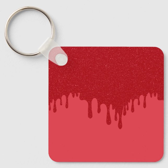 Red Drip Effect Keychain – Dual Tomato Tones (Front)
