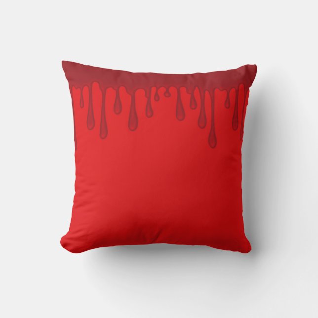 Red Dripping Blood Drips Halloween Cushion (Front)