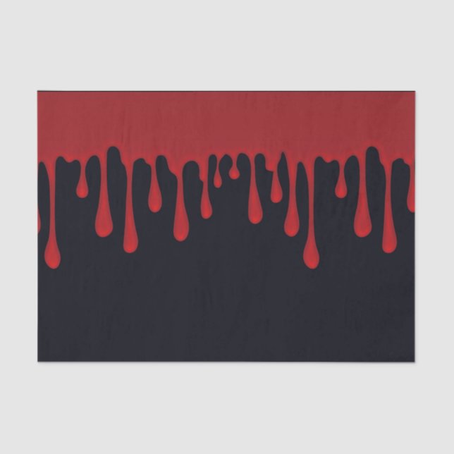 Red Dripping Blood Drips Halloween Party Tissue Paper (Front)