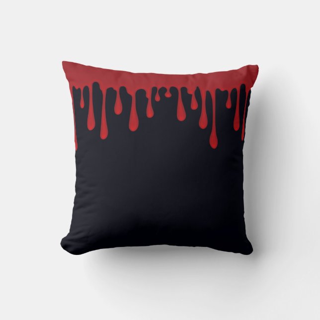 Red Dripping Blood Drips Halloween  Throw Pillow (Front)