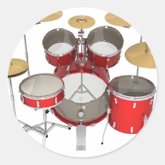 Red Drum Kit: Classic Round Sticker (Front)