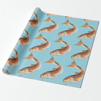 Red Drum on blue Wrapping Paper