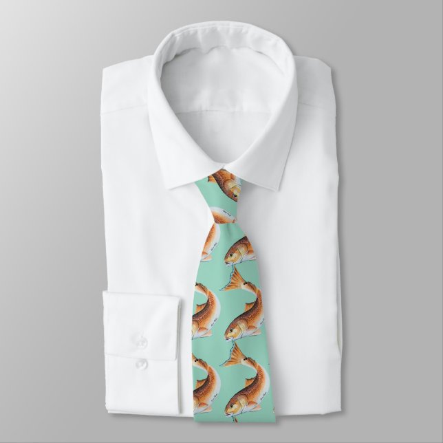 Red Drum on green Tie (Tied)