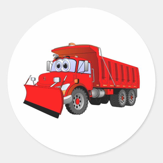 Red Dump Truck Cartoon Classic Round Sticker (Front)