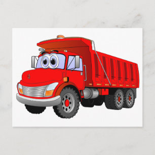 Red Dump Truck Cartoon Postcard