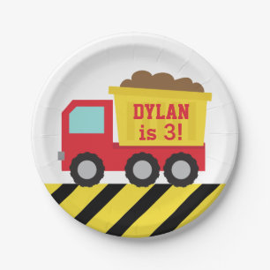 Red Dump Truck Construction Boys Birthday Party Paper Plate