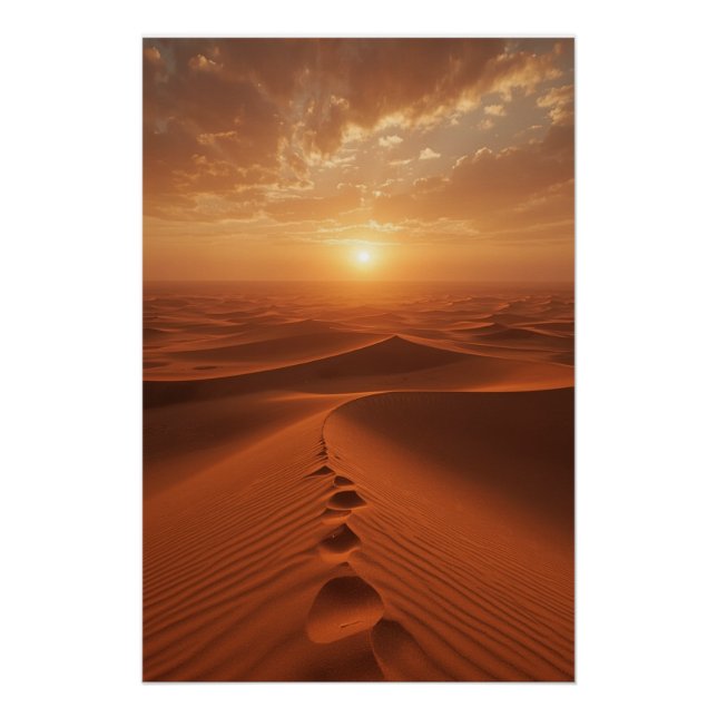 Red Dune Horizon – Sunlit Desert Path Poster (Front)