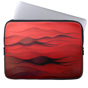 Red Dunes – Minimalist Abstract Waves Art Laptop Sleeve