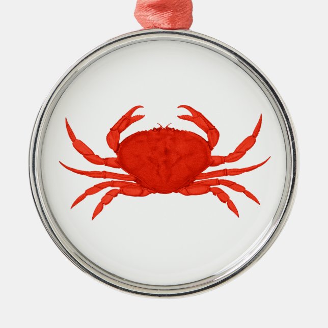 Red Dungeness Crab Logo Metal Tree Decoration (Front)