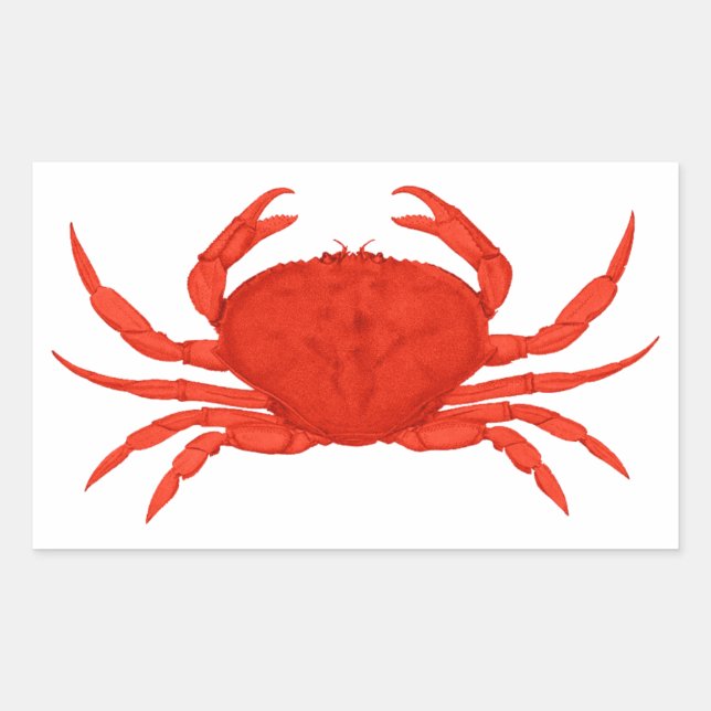 Red Dungeness Crab Logo Rectangular Sticker (Front)