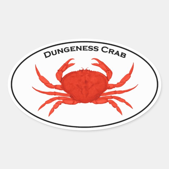 Red Dungeness Crab Oval Logo Oval Sticker (Front)