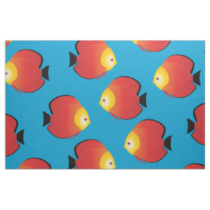 Red Duscus Tropical Fish Print Pattern Fabric