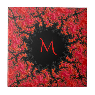Red Dwarf Dynasty Fancy Fractal Abstract Monogram Ceramic Tile