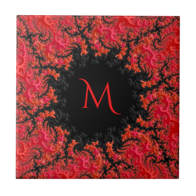 Red Dwarf Dynasty Fancy Fractal Abstract Monogram Ceramic Tile (Front)