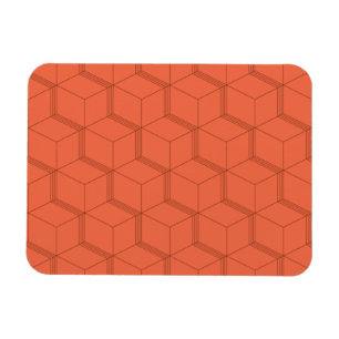 Red, dynamic, retro, cool trendy cube line pattern magnet