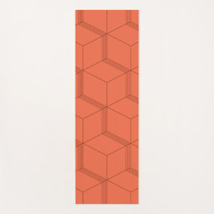 Red, dynamic, retro, cool trendy cube line pattern yoga mat