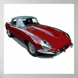 Red E Type Roadster Poster