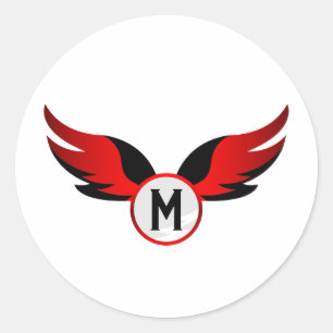 Red Eagle Winged with Personalised Name Classic Round Sticker