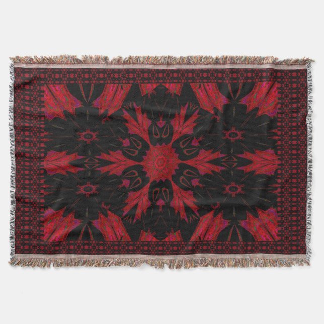 Red Earth Flower Throw Blanket (Front)