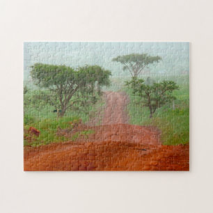 Red Earth Road Veldt Mist South Africa. Jigsaw Puzzle