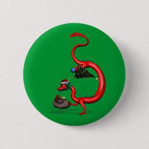 Red Eastern Dragon 6 Cm Round Badge