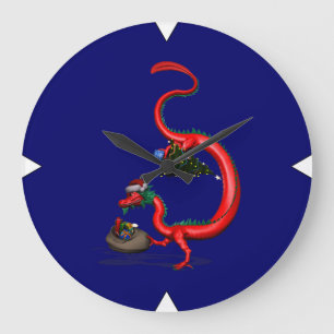 Red Eastern Dragon Large Clock