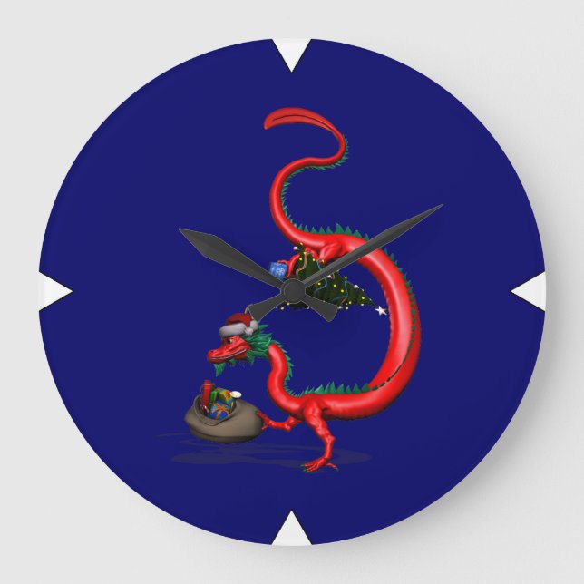 Red Eastern Dragon Large Clock (Front)