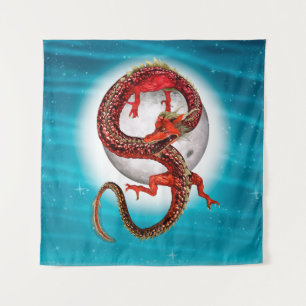 Red Eastern Dragon - Mythical Fantasy Creature Tapestry