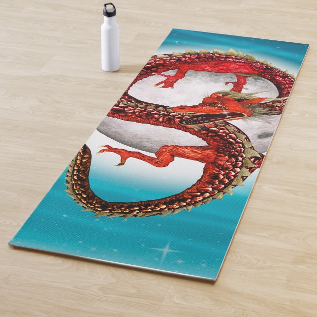 Red Eastern Dragon - Mythical Fantasy Creature Yoga Mat (In Situ)