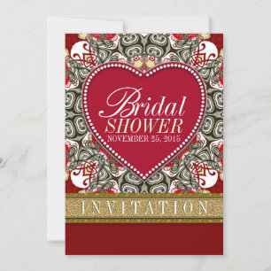 Red Eastern Love Bohemian Bridal Shower Party Invitation