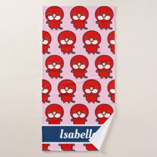 Red Eastern rosella Bath Towel