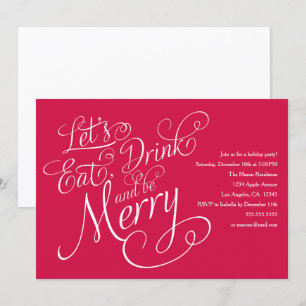 Red Eat, Drink & Be Merry Holiday Party Invite