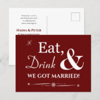 Red Eat Drink We Got Married Retro Elopement