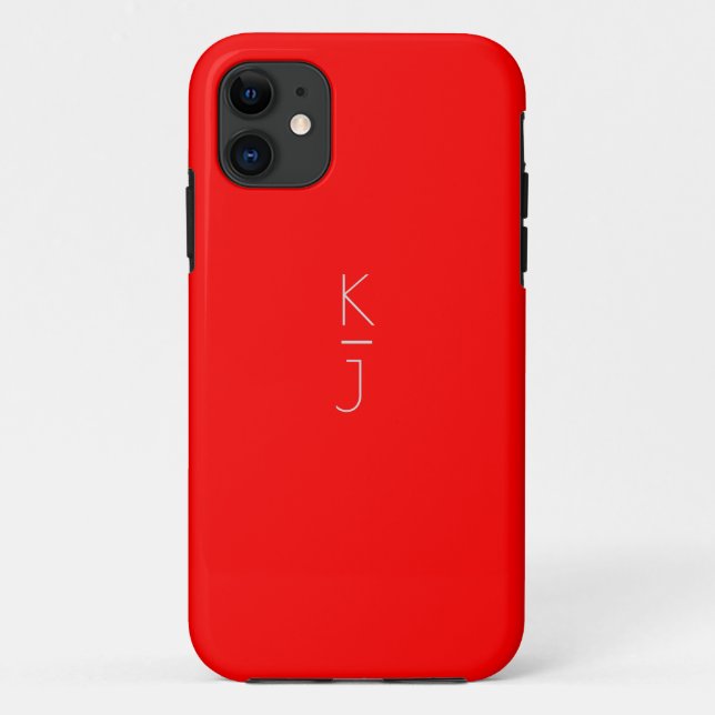Red Editable Monogram Case-Matte iPhone Case (Back)