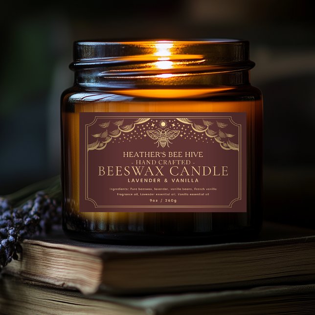 Red Editable Witchy Tarot Honeybee Candle Label (Creator Uploaded)